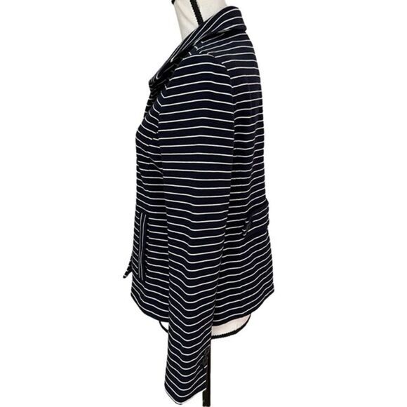 Talbots Navy White Striped Jacket Nautical Blazer Womens Size Small Button Front - Picture 2 of 7